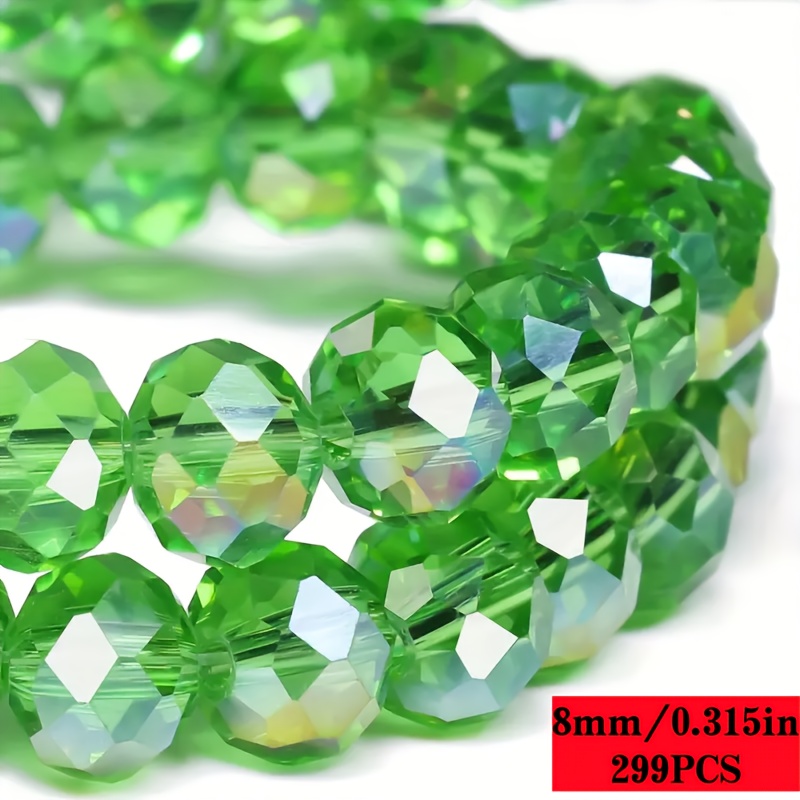 TEMU 299pcs 4mm/6mm/8mm Emerald Green Glass Flat Wheel Beads, Making Spacer Beads, Beading For Bracelets, Necklaces, And Other Accessories, Craft