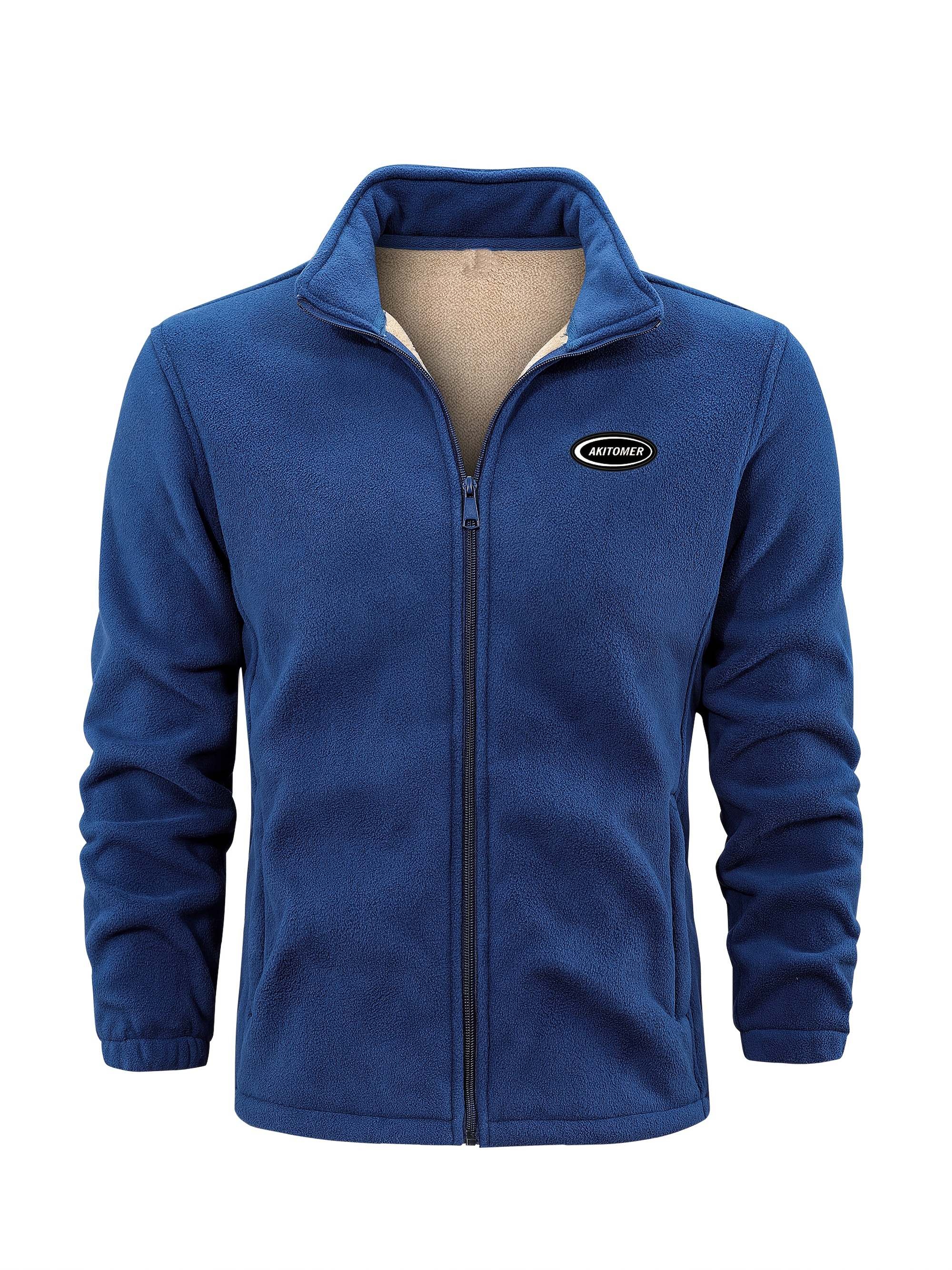 mens stand collar fleece jacket