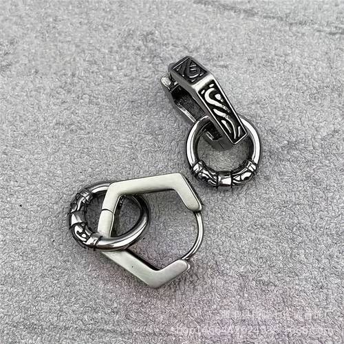 a pair of vintage double hoop personality hip hop copper earrings for trendy men