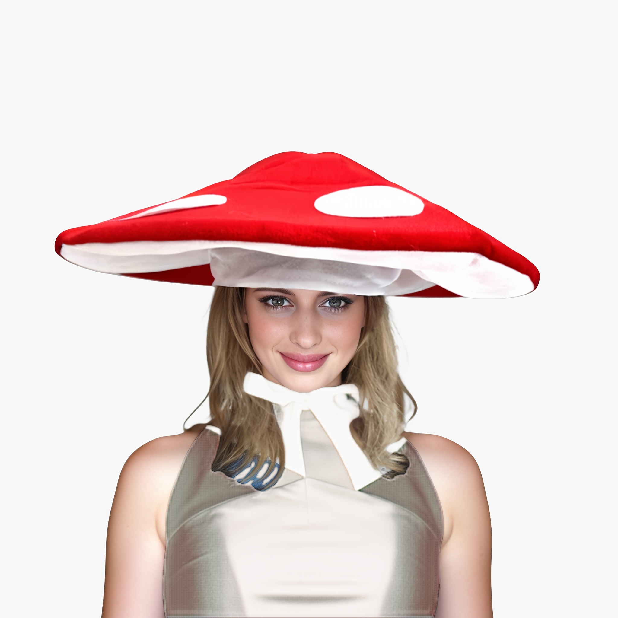 

1pc Polyester Mushroom Hat With Rope, Machine Washable, Featherless, No Electricity Required - Ideal For Holiday Party Celebration, Christmas, Valentine's Day