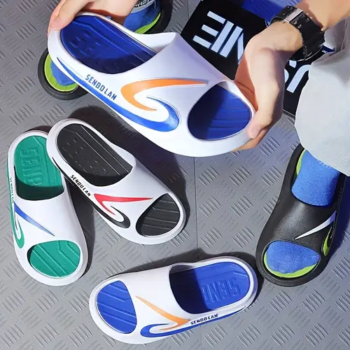 Mens Ultra-Breathable Pillow-Soft Slippers - Anti-Slip Casual Slides with Trendy Open Toe Design - Perfect for Indoor Lounging & Outdoor Adventures