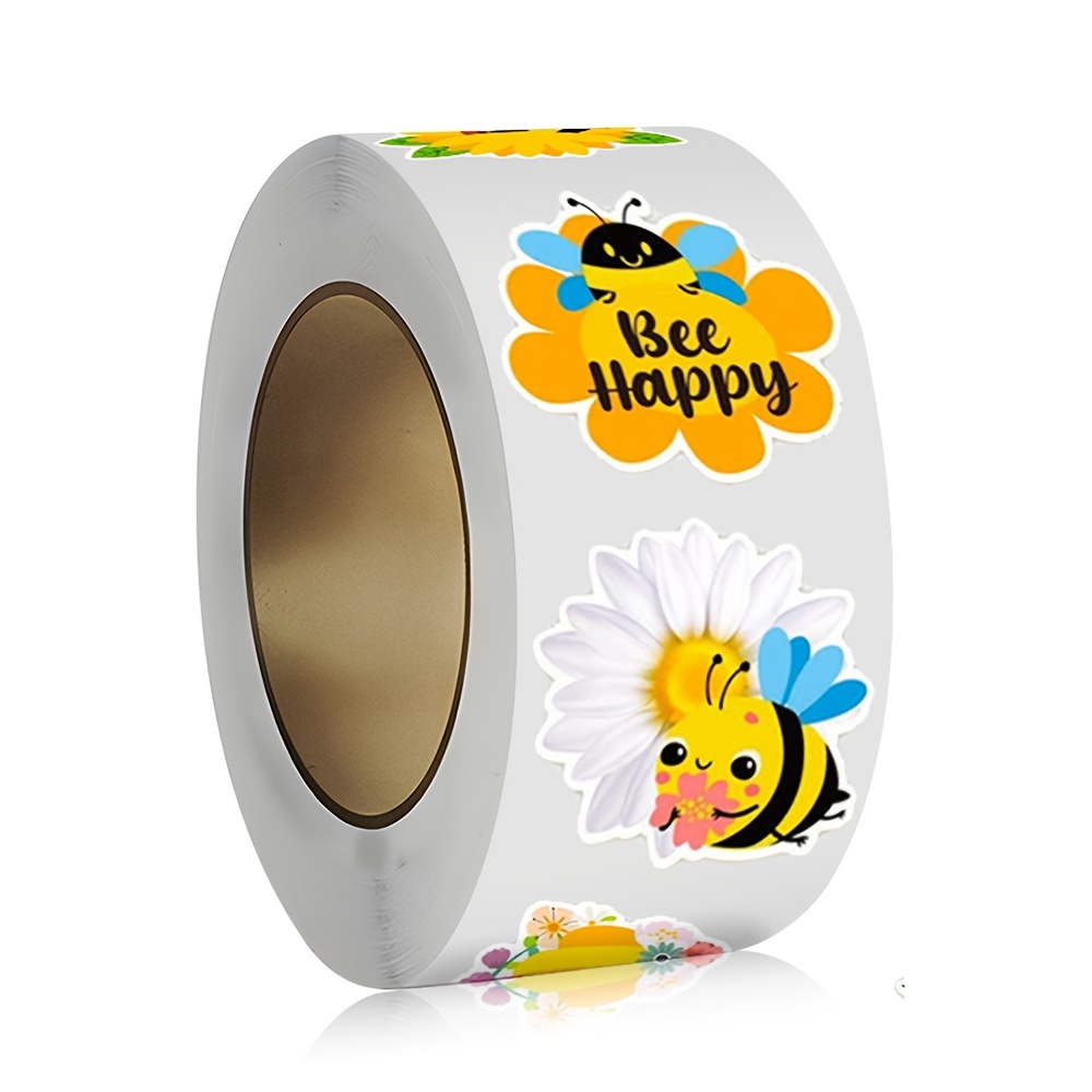 TEMU 500 Sheets Per Roll Small Bee Pattern Self-adhesive Stickers For Office Labels Envelope Labels Decoration Items Diy Gift Packaging