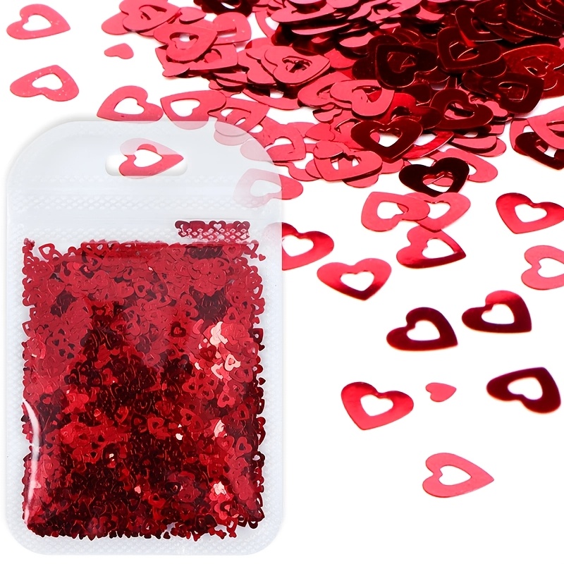 

Coeurs creux de la Saint-Valentin, paillettes brillantes, remplissage artisanal pour étuis de téléphone, boîtes-cadeaux, étiquettes de verrouillage et décorations, embellissements rouges scintillants.