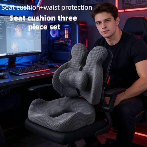 3pcs set ergonomic office chair cushion lumbar spine cushion anti slip breathable home office chair cushion for correcting posture and back discomfort christmas gift