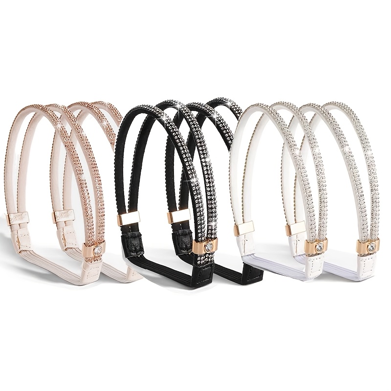 E-shop 3 Paar Schimmernde, elastische High-Heel-Schnürsenkel, verstellbares und abnehmbares Klebeband-Design, rutschfest und sicher (Schwarz, Beige,