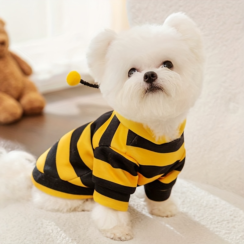 1 piece cute bee themed pet sweater for small to medium dogs and cats cozy   costume yellow striped designs perfect easter gift idea Product details 5