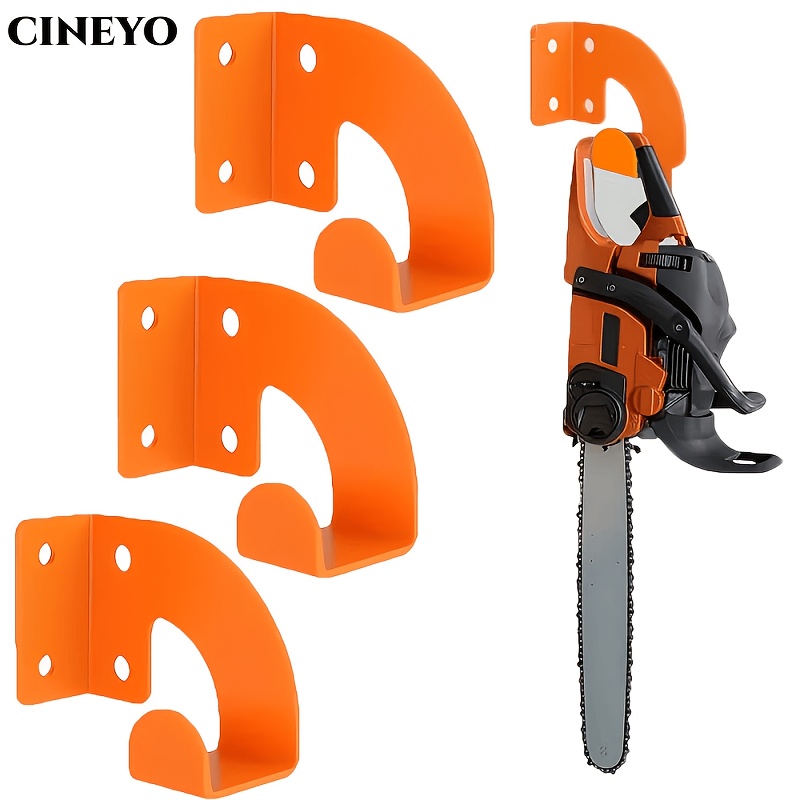 TEMU 3pcs Titanium Grade 301 Stainless Steel Heavy-duty Wall-mounted Tool Hanger, Orange Stainless Steel Heavy-duty Chainsaw Hanger, Heavy-duty Metal