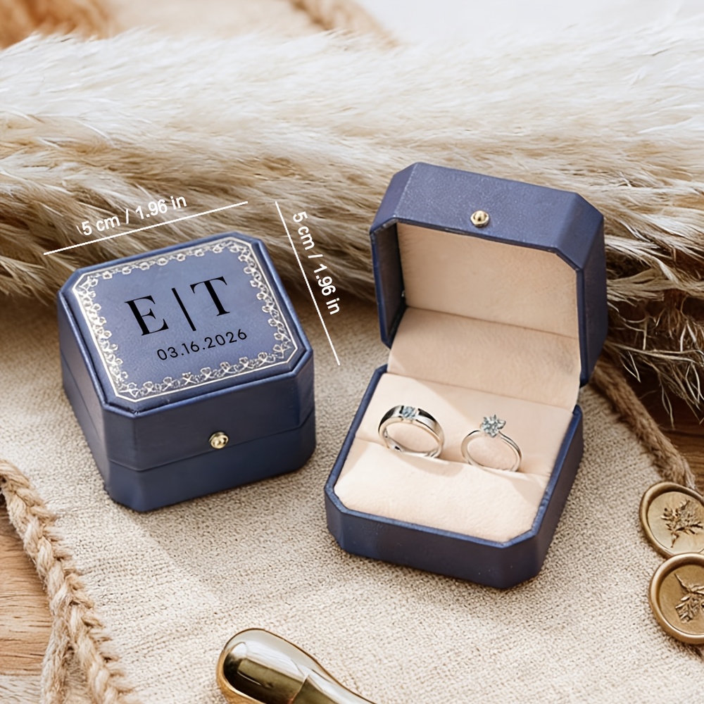 Personalized Wedding Ring Box with Velvet Lining