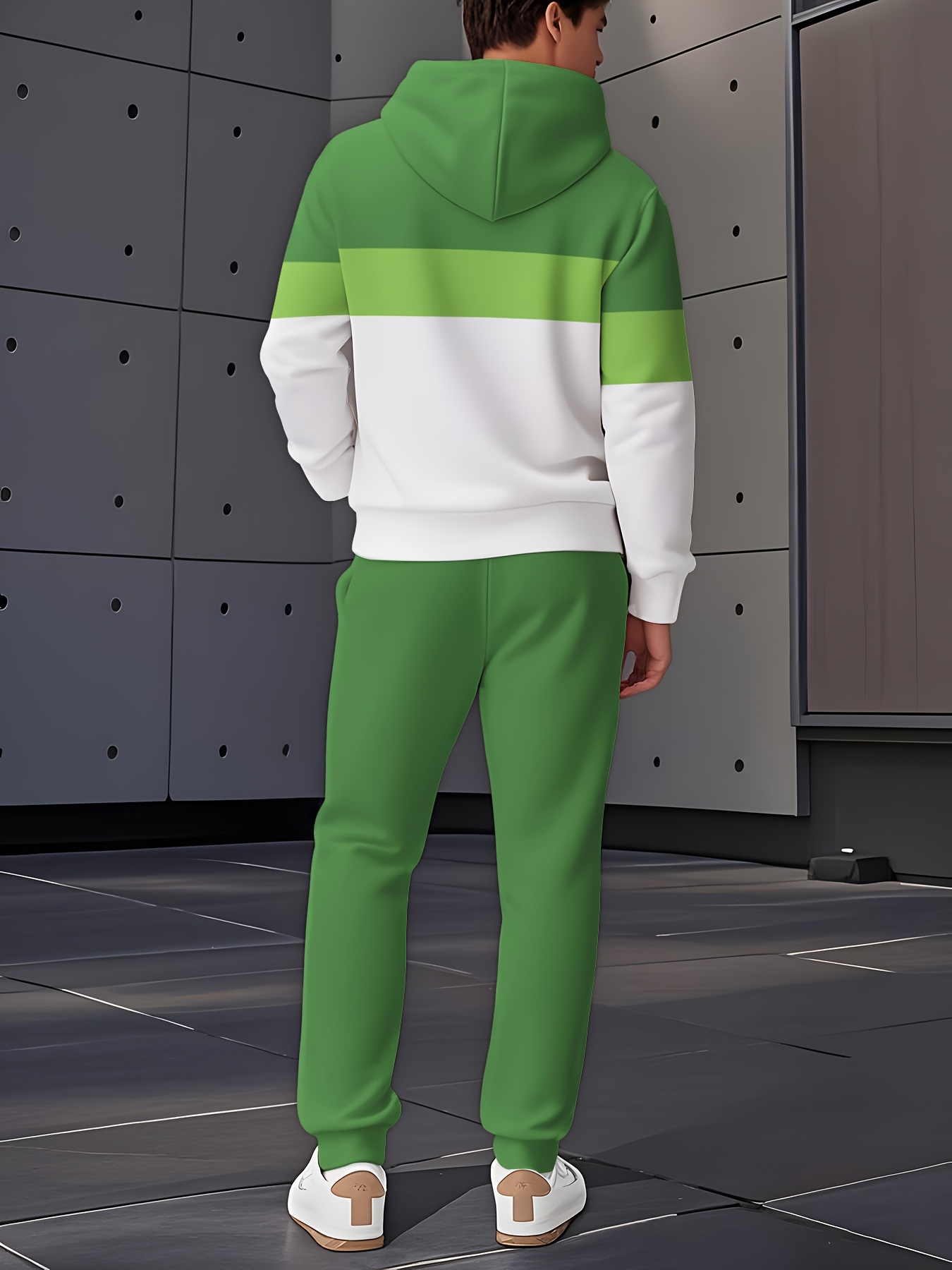   2025 mens trendy sweatshirt set two piece sweatshirt and pants sporty print elements christmas halloween special Product details 11