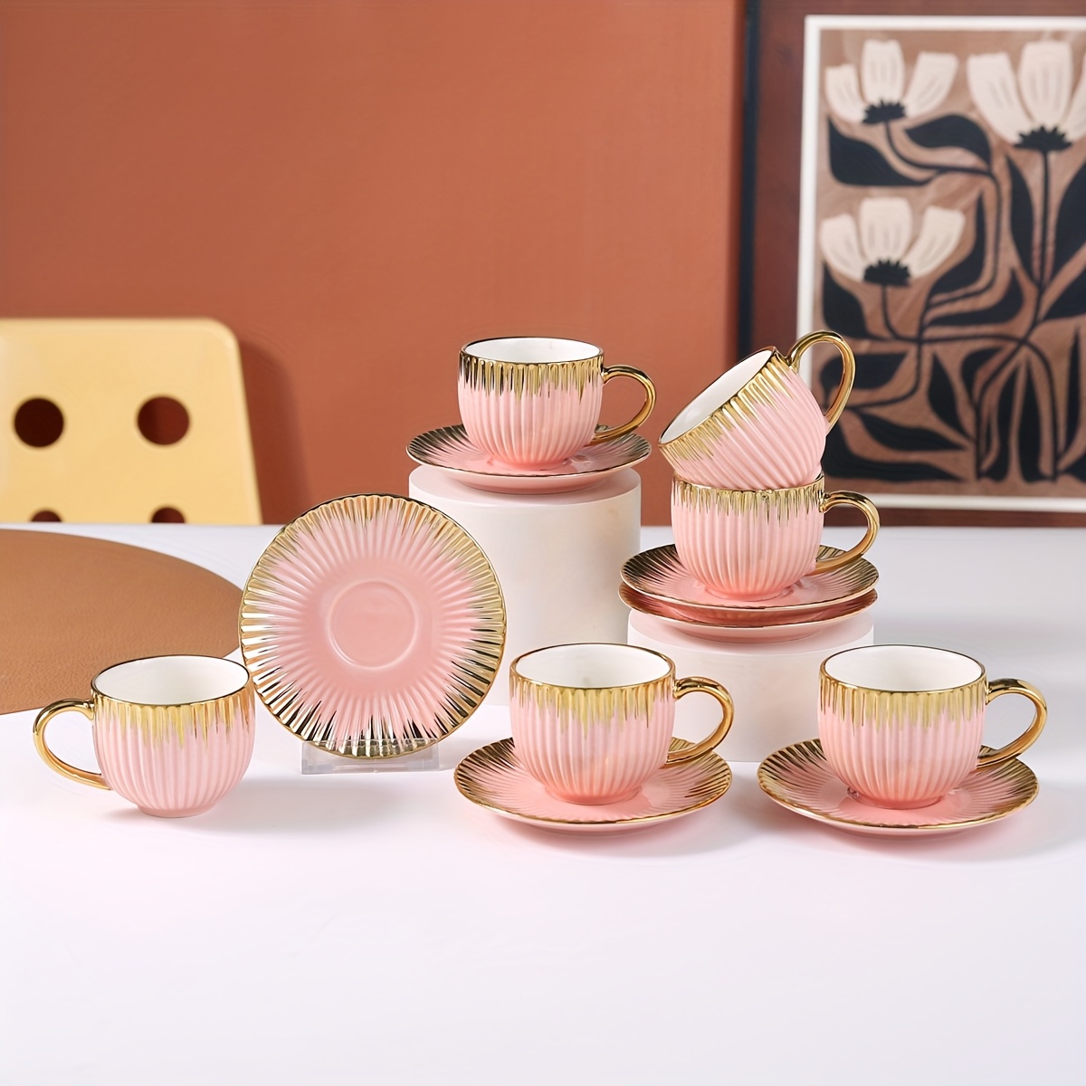 6 cup 6 saucer vintage espresso cups cup stand 110 72oz - Temu Cyprus