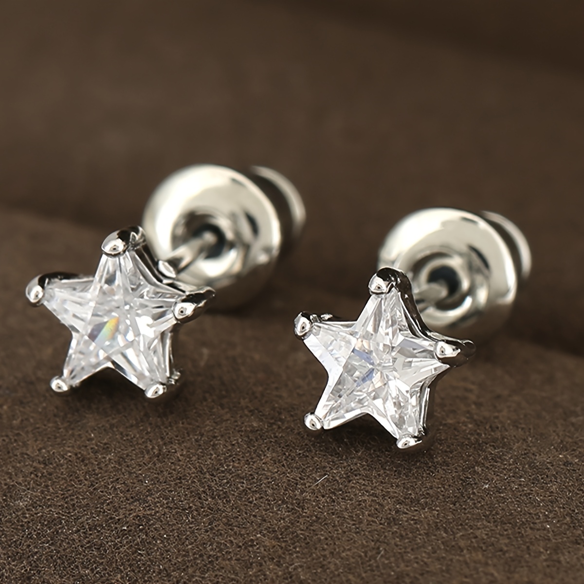 E-shop 1 Paar Mini-Stern-Ohrstecker für Frauen - 3D Fünf-Punkt Synthetische Zirkonia Ohrringe, Hypoallergener Piercing-Schmuck, Zierlich & Trendiges