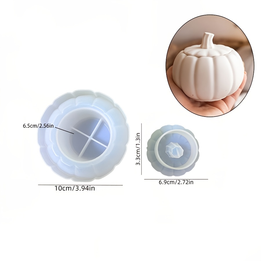TEMU [resin Silicone Mold] 2pcs/set Lidded Pumpkin Storage Box Silicone Mold, Box Epoxy Resin Cement Clay Plaster Pumpkin Container & Candle Holder