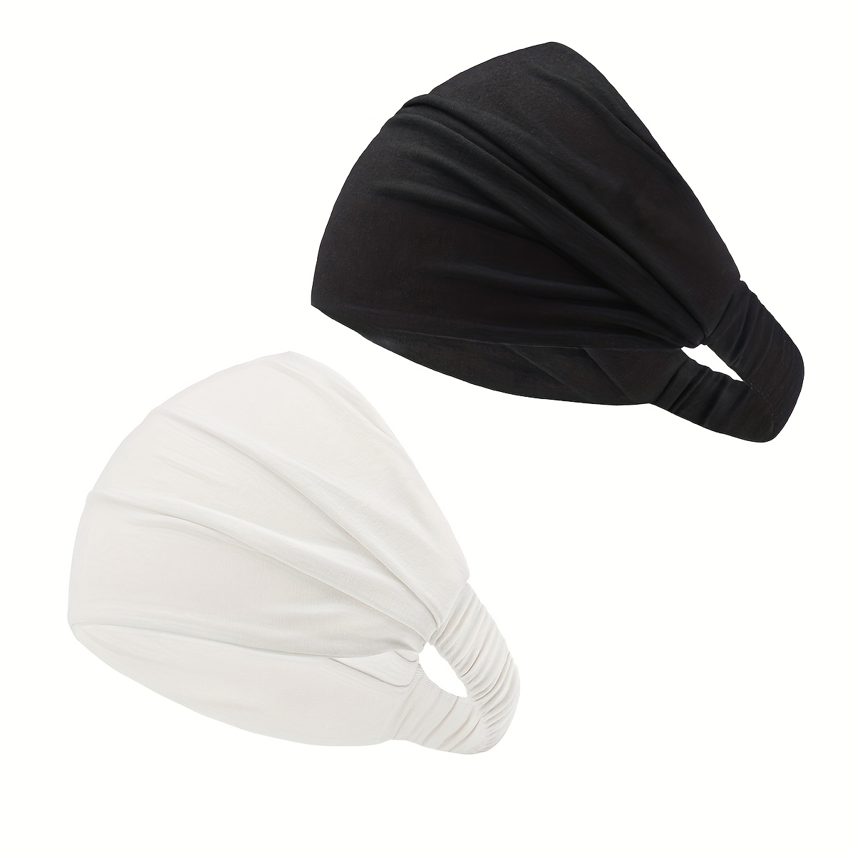 Image of 2pcss Women's Fashion Easy Headband Semi-elastic Ruched Headband 2pcs Set Base Layer Sweatband Suitable For Daily Casual Or Sports