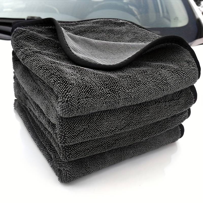 6 Pack Microfiber Cleaning Cloths - Super Absorbent Coral Fleece, Grayish Yellow, 12x12 Inch