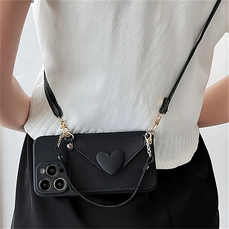 TEMU Phone Case - A Heart-shaped Coin Purse Suitable For 16 Pro Max Phone Case, Iphone 15 Crossbody, And Lanyard For Women With Iphone 14 And 13