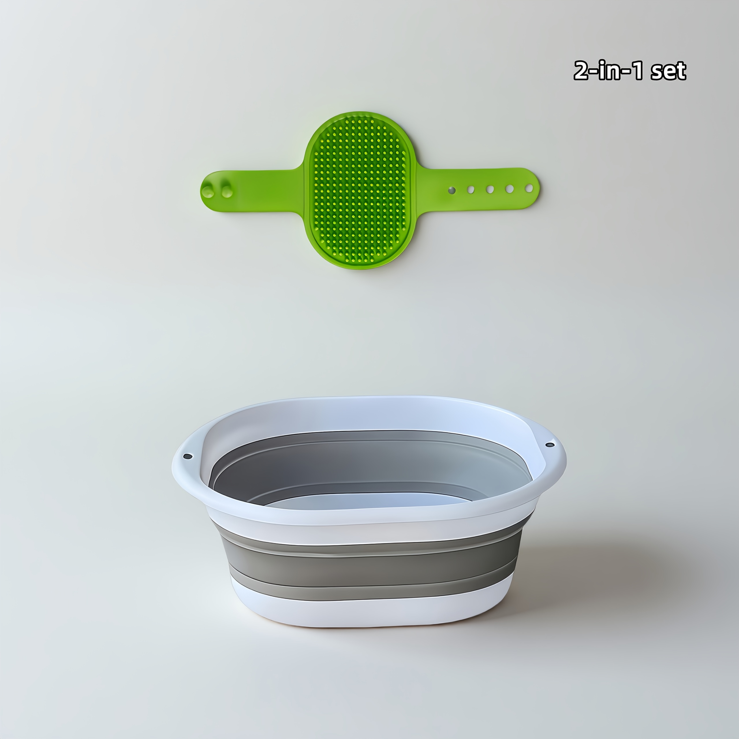 Image of 1 Set Portable Bathtub With Massage Grooming Brush Set – Collapsible Tub For Small Dogs And Cats | , Ideal For Travel, Camping & Home Pet Bathing Supplies