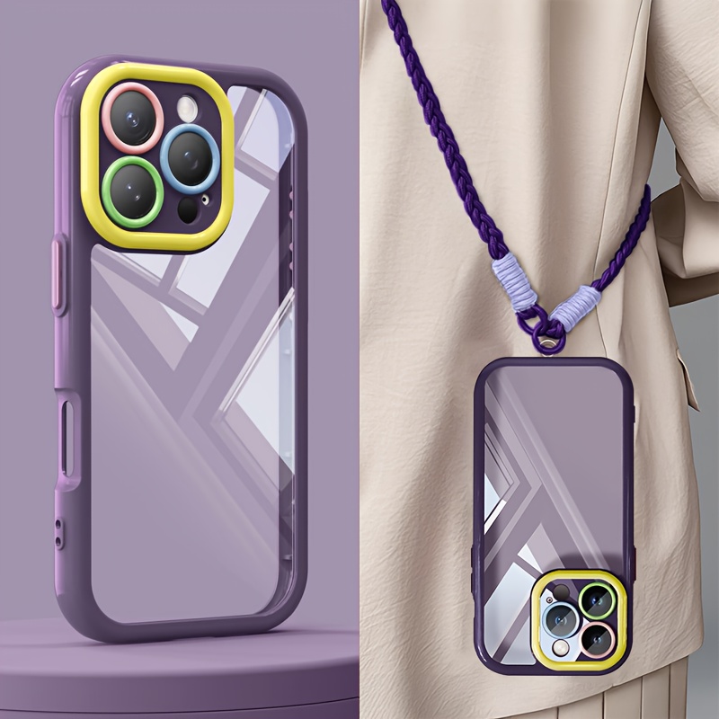 TEMU para Teléfono - Un Conjunto de Dos Piezas que una Premium de Color Crema con una Correa Removible para Uso en Exteriores, Compatible con iPhone