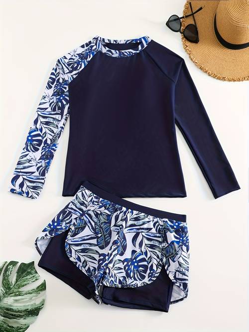 womens printed athletic two piece swimsuit