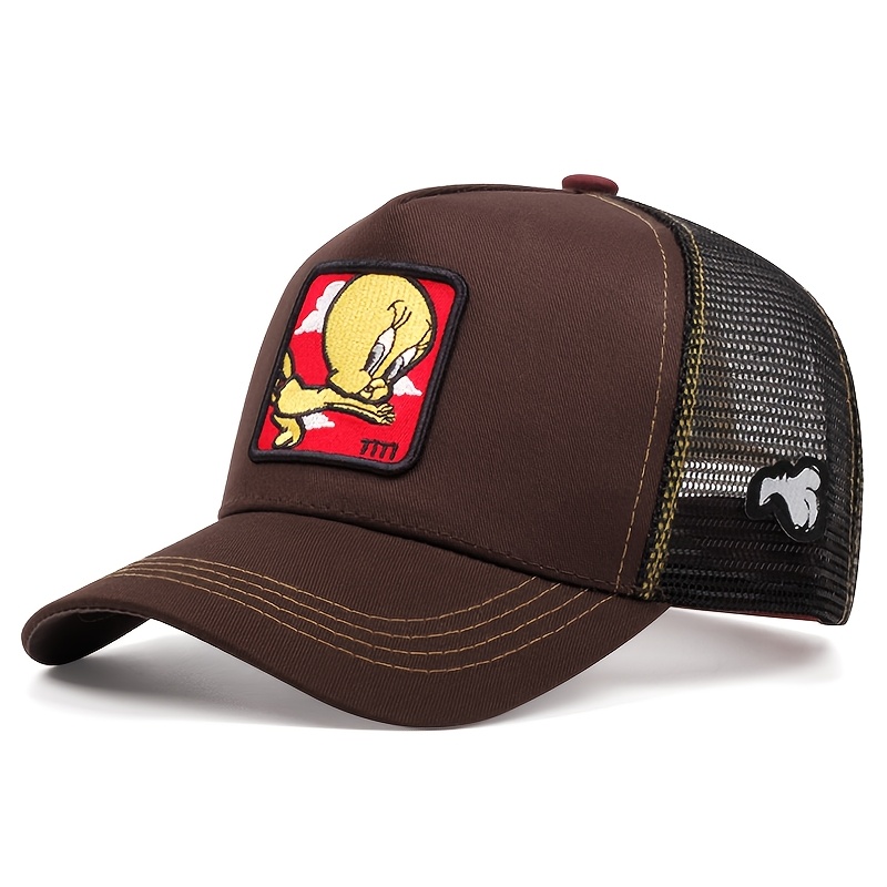 

Lightweight Polyester Baseball Cap With Cartoon Embroidery, Breathable Mesh Back - Casual Hip Hop Style For Outdoor Sports & Events