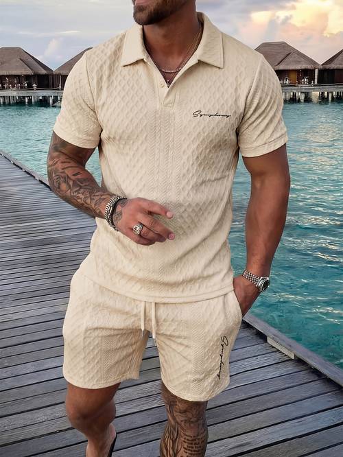 lässiges sportliches herren-kurzarmhemd shorts set für täglichen outdoor- pendelgebrauch