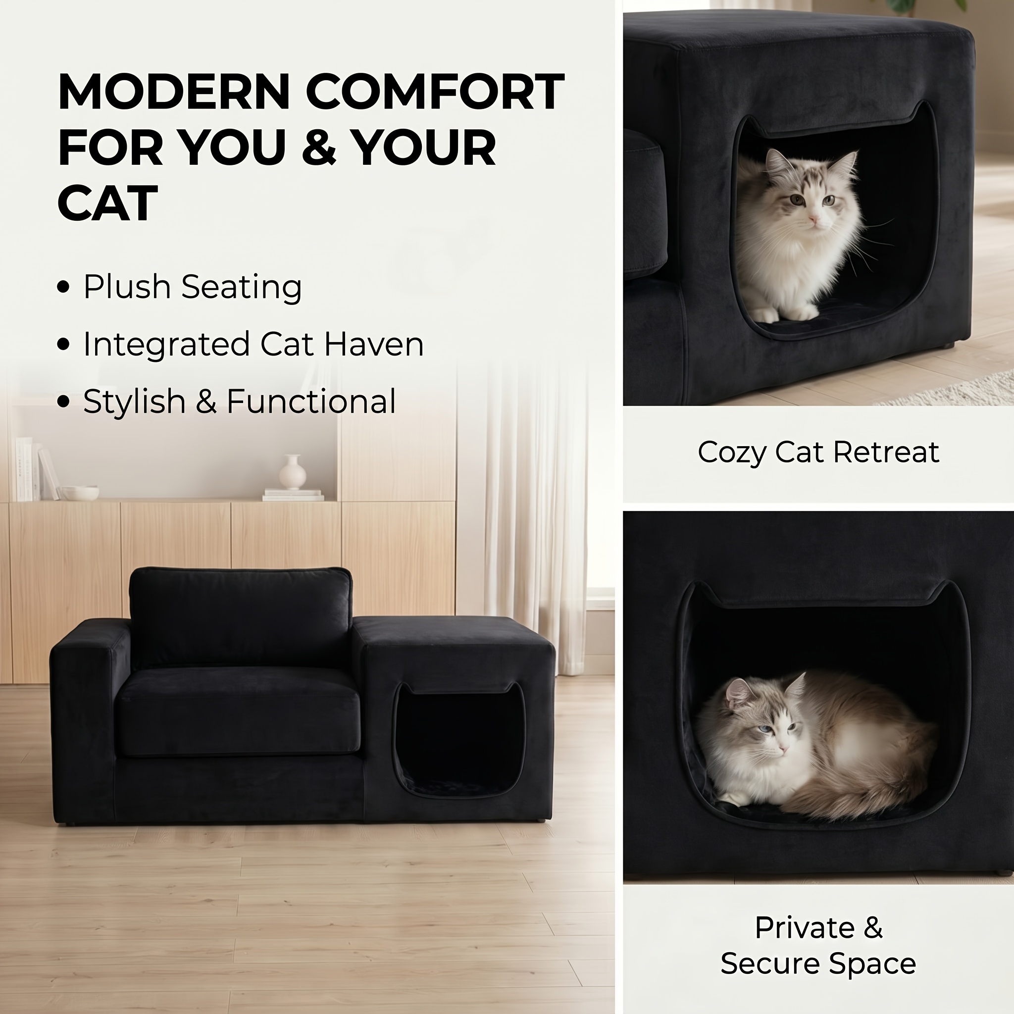 Comfy Deep-Seat Single Sofa with Exclusive Pet Resting Space, Made of High-Density And High-Resilience Foam. No Assembly Required, Multifunctional Modular Design, Suitable for Various Home Interior Decoration Scenarios