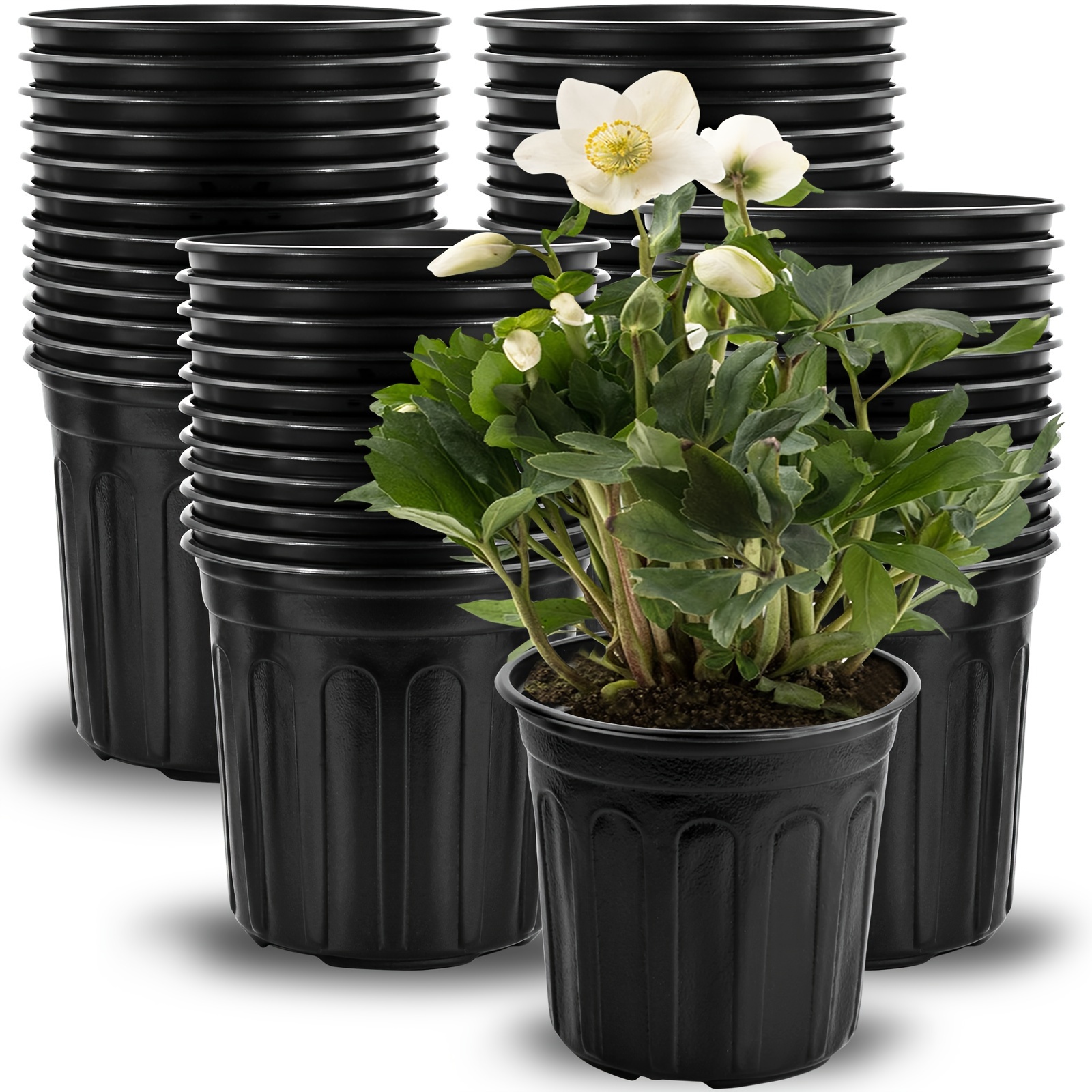 

24-piece 1 Gallon Thickened Soft Plastic Seedling Pots - Breathable & Drainage Holes, Perfect For Indoor/outdoor Gardening, Ideal Gift For Plant Enthusiasts