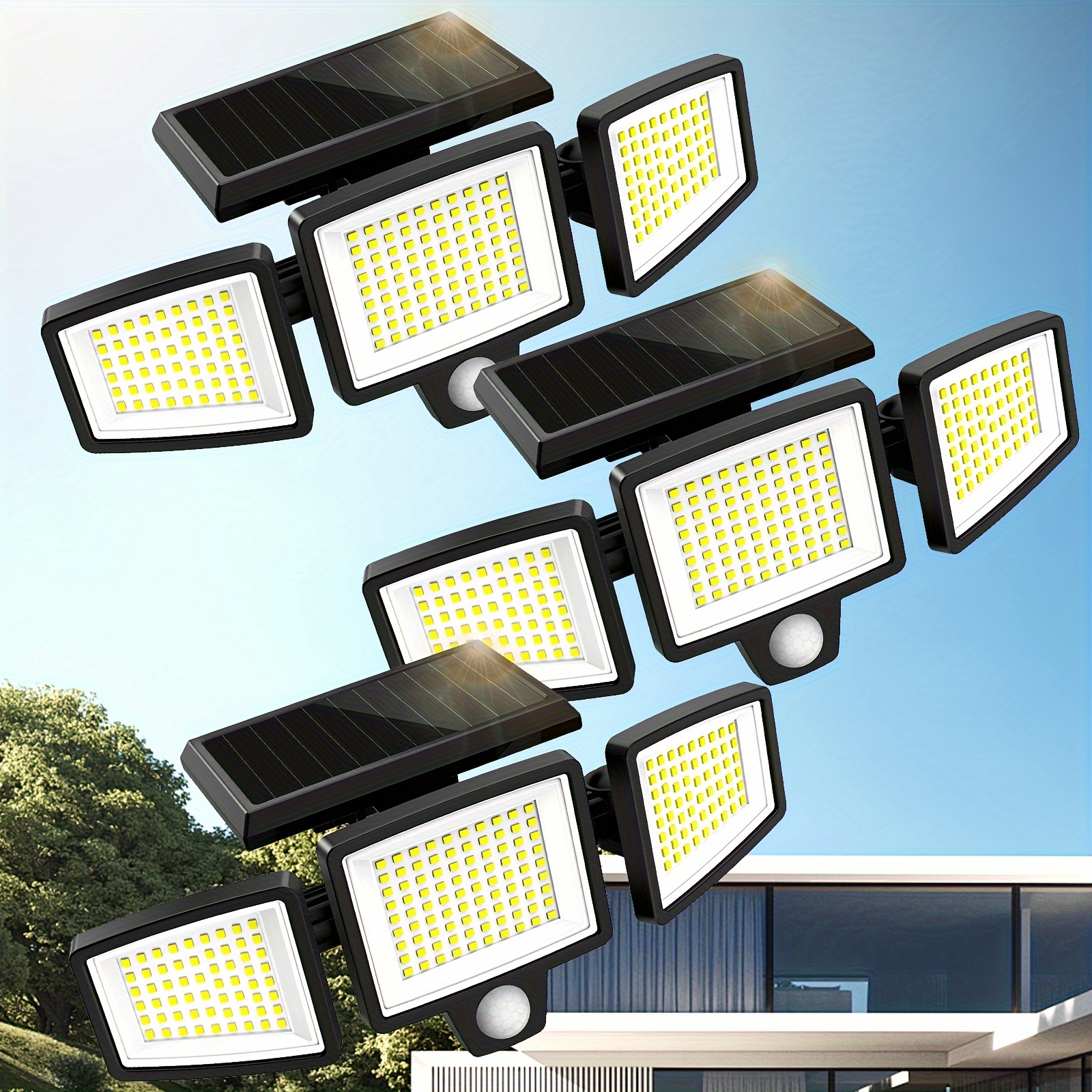 

Solar Outdoor Lights2500lm 210 Led Security Lightswith Remote Control3 Heads Motion Sensor Lightswaterproof270° Flood Wall Lightswith 3 .