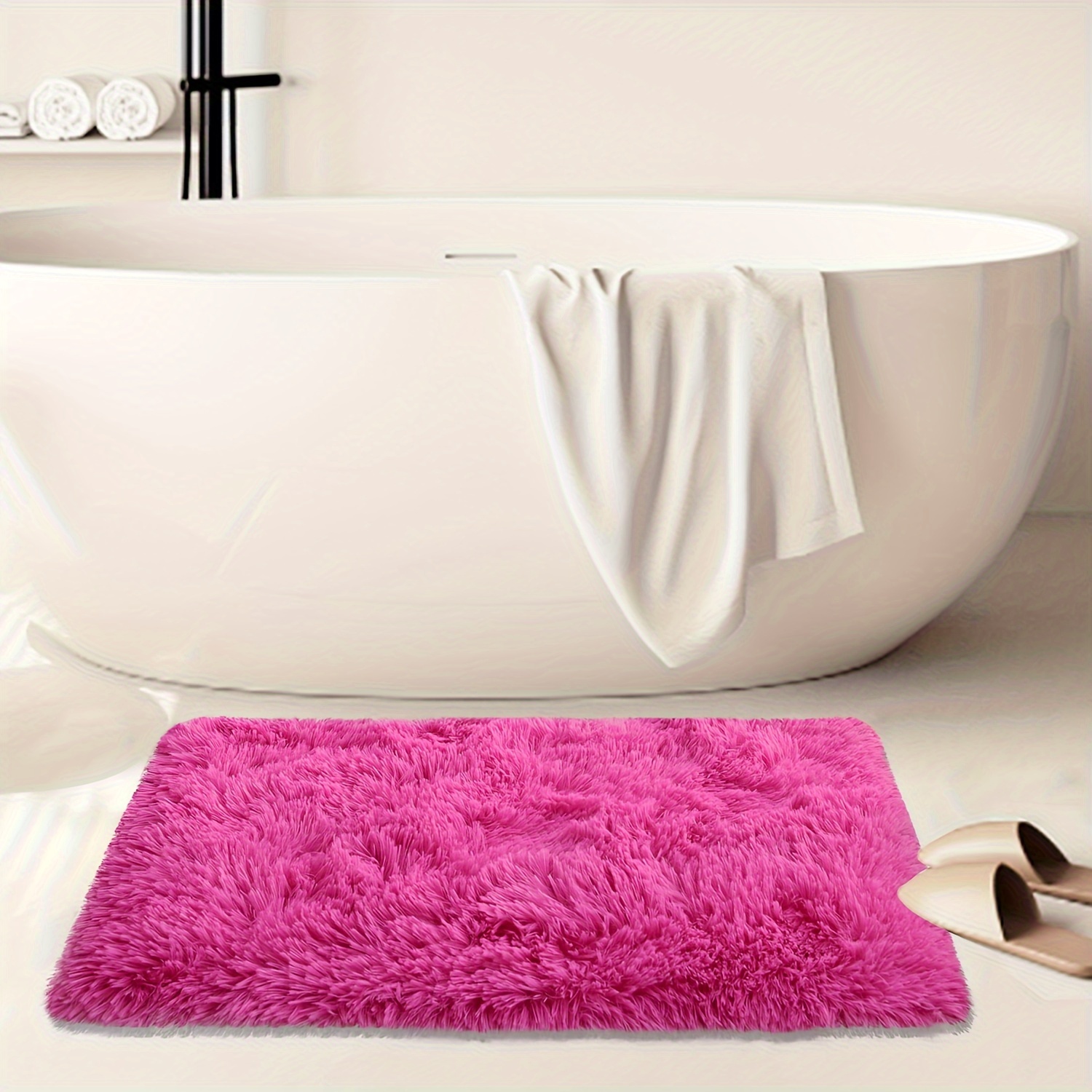 Casa de banho super grosso fibra fluff tapete banho chuveiro tapetes do  quarto chenille tapete do
