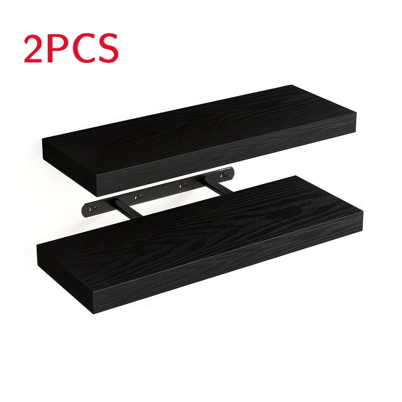 E-shop 2er/4er Set Vintage Holz Wandregal, 40*15cm mit Unsichtbarer Halterung, DIY Schwebendes Regal-Set, Platzsparendes Wandregal, Nordischer Stil für