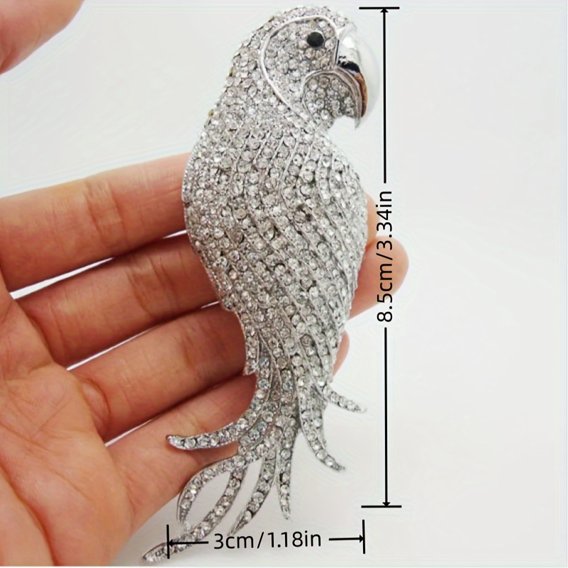 Image of Elegant Rhinestone Parrot Brooch - Chic Bird Pin For Fashion Accessories Suitable For Men And Women.