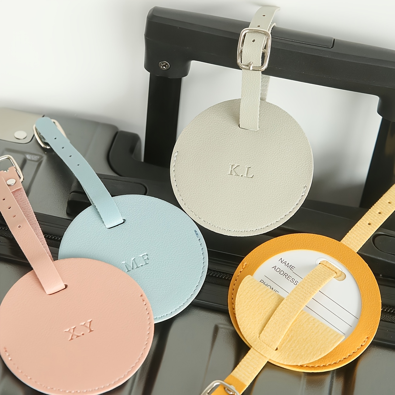 Personalized Round Luggage Tag with Initial, Custom Travel Accessory