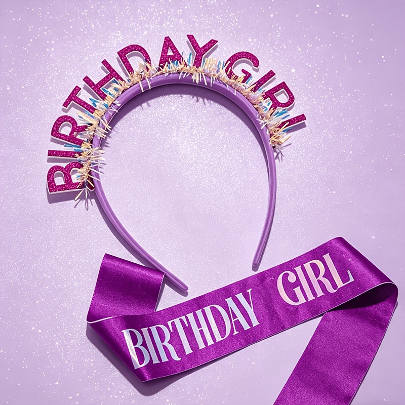TEMU 2pcs ' Couronne de Fête d'Anniversaire HAPPY BIRTHDAY Bandeau Lettres Bandeau de Cheveux Cristal Ceinture Bretelle Épaule Combinaison
