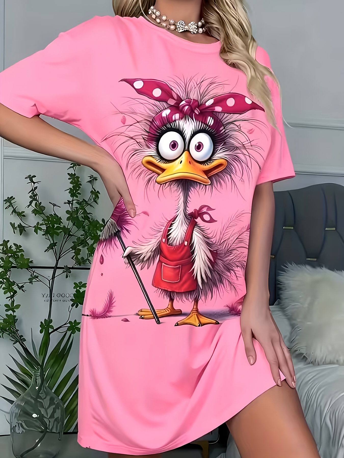 womens t shirt dress cartoon womens plus size cartoon house duck print round neck t shirt