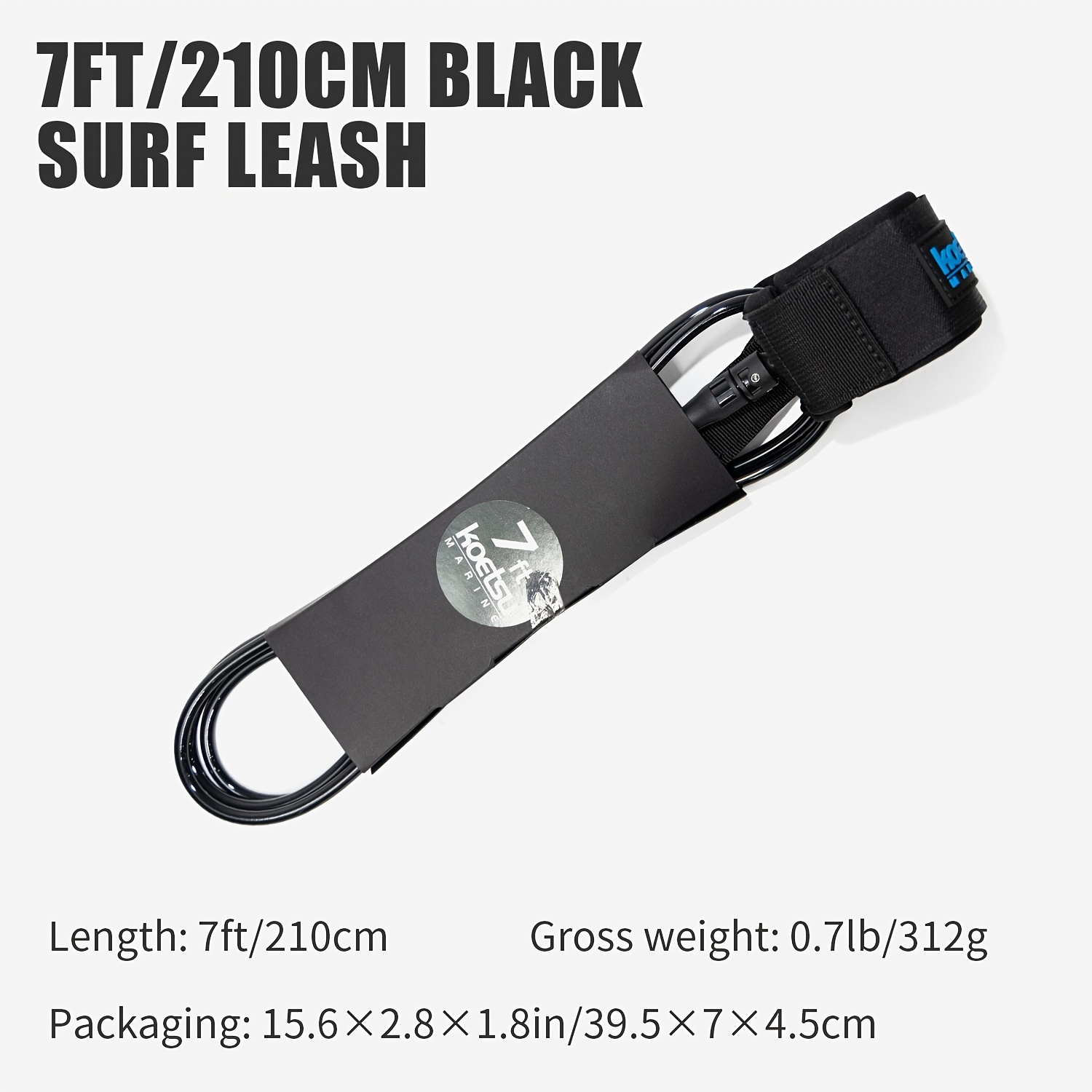 TEMU 1 Corde de Surf KOETSU 7 mm/0.28 in | TPU Coloré Haute Résistance Anti-Étirement, Options de 6 à 10FT, Cordon de Sécurité de Planche de Surf