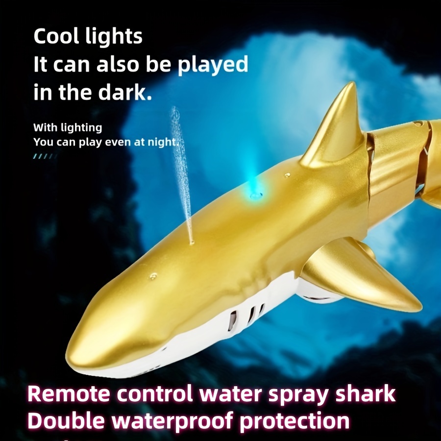 

Water Spray Remote Control Fish, Swinging , Water Toy, Rechargeable Lithium Battery, Swimming Pool, River And Lake Toy, 50 Meter Remote Control Distance, 2.4ghz Remote Control Shark Boat