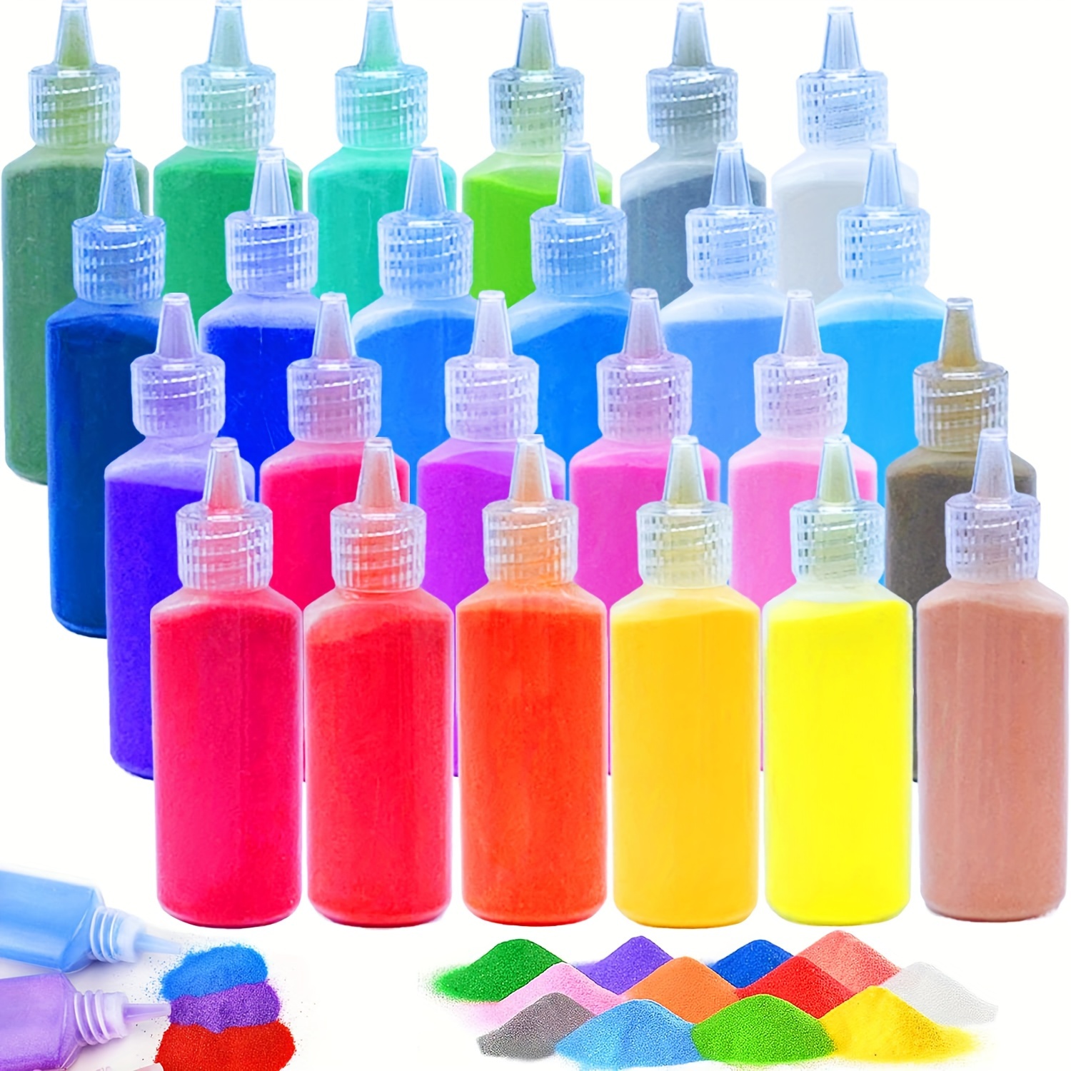 

Ensemble de 24 sables artistiques, bouteilles de sable coloré en pierre naturelle, sable artisanal créatif pour la peinture DIY, du sable et les décorations de mariage