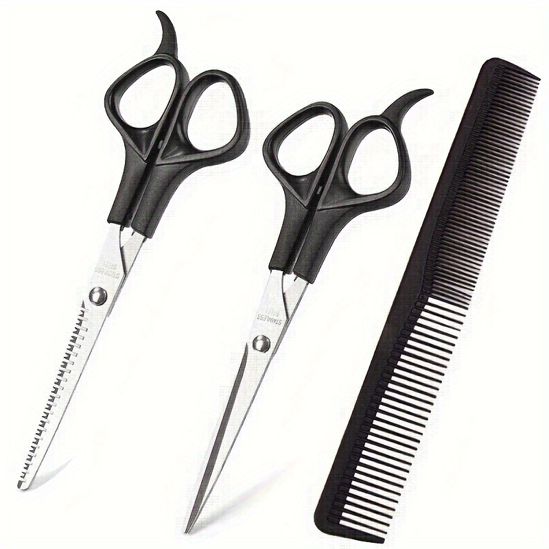 

3pcs/set Hair Cutting Scissors Set, 6 Inch Professional Stainless Steel Sharp Hairdressing Shears With Comb, Suitable For Barber Salon Home Use