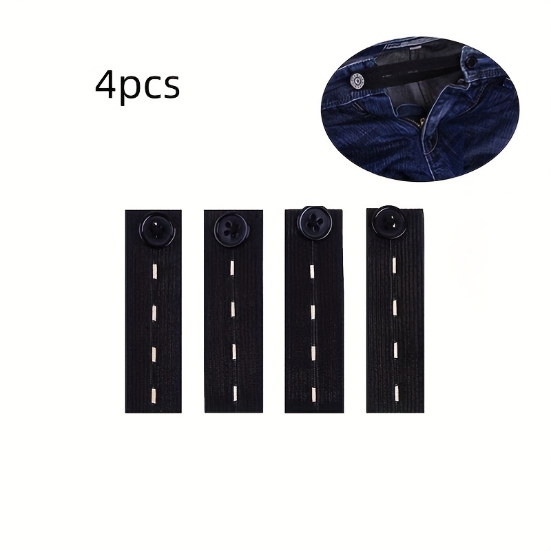 4pcs Elastic Waistband Extenders for Jeans and Pants - Seamless Instant Button Expansion, Adjustable Comfort Fit for Men and Women, Polyester, Lightweight, Knit Fabric, Secure Button Closure|Knitted Texture|Polyester 100.00%