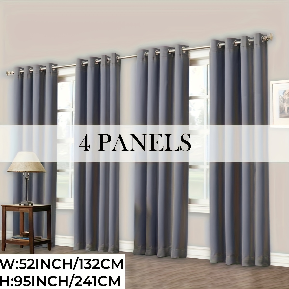 Image of 4pcs Minimalist Blackout Curtains, Laminated With Grommets For Room Darkening And Sun Protection, Suitable For Bedroom, Study, Living Room, And Dining Room, Set Of 4 Panels