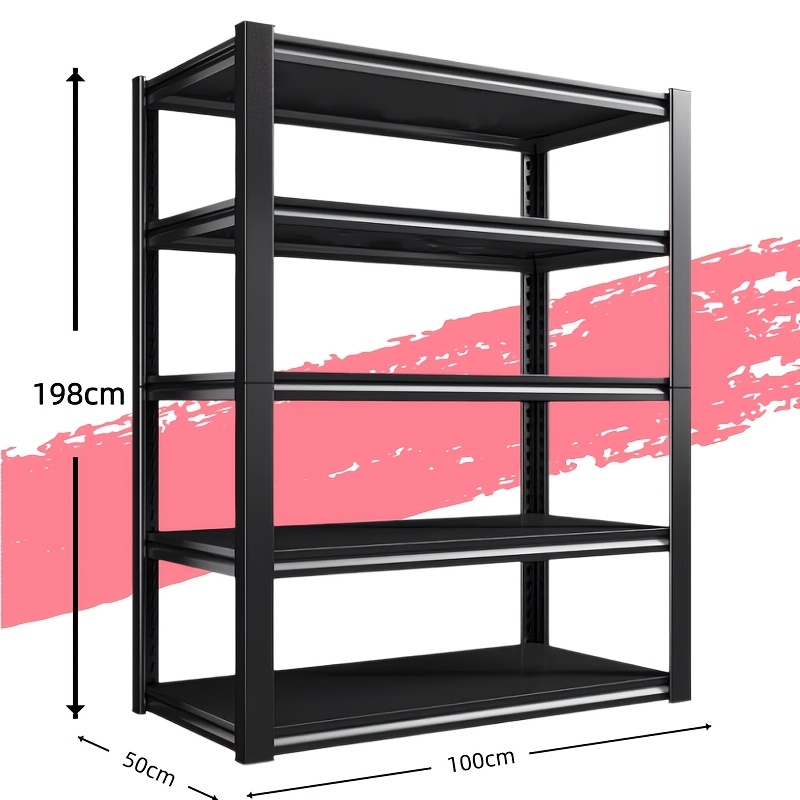 TEMU New Upgraded Extended Height 198cm Duty Metal Storage Rack, Heavy Reinforced Thickened Steel Structure, Rustproof Sturdy -bearing, Easy Assembly