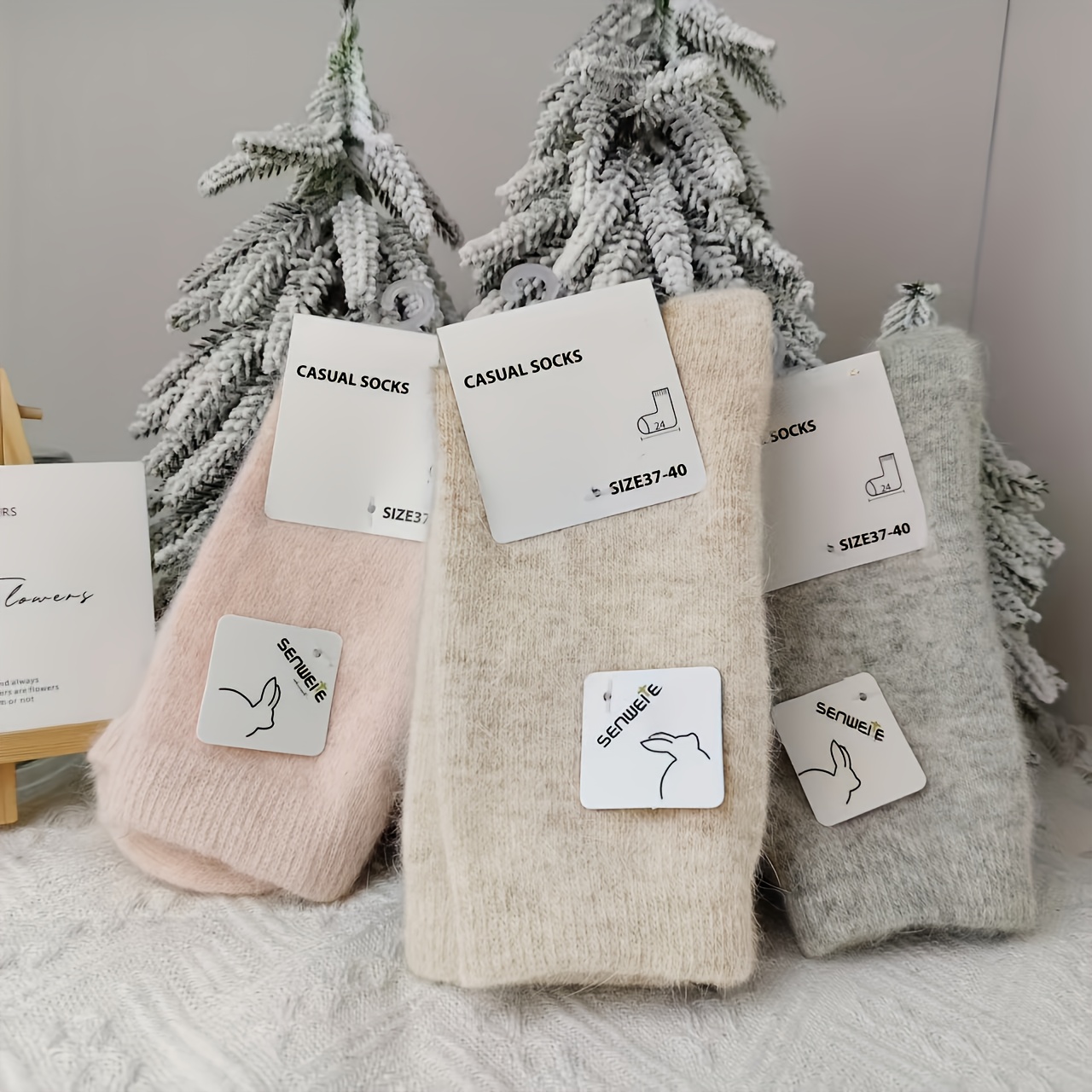 TEMU Lot de 3 paires de chaussettes pour femme, automne/hiver, épaissies et chaudes, couleur unie, design simple, polyvalentes pour les quotidiens !