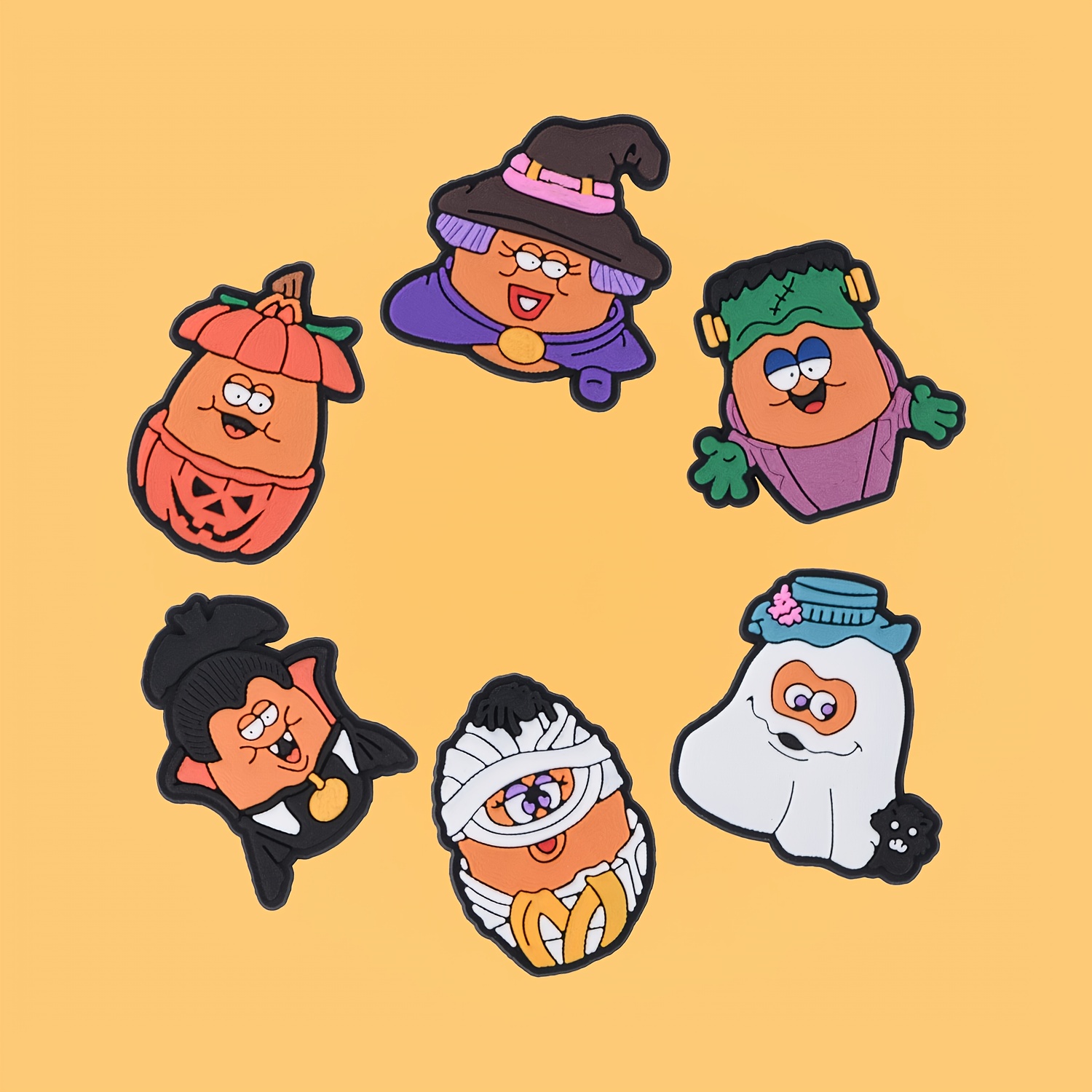 TEMU 6pcs Halloween Shoe Charms Bulk Set - , , Bat, And More - Pvc Shoe Decorations For Women And Men - Halloween, Christmas, And Thanksgiving - No