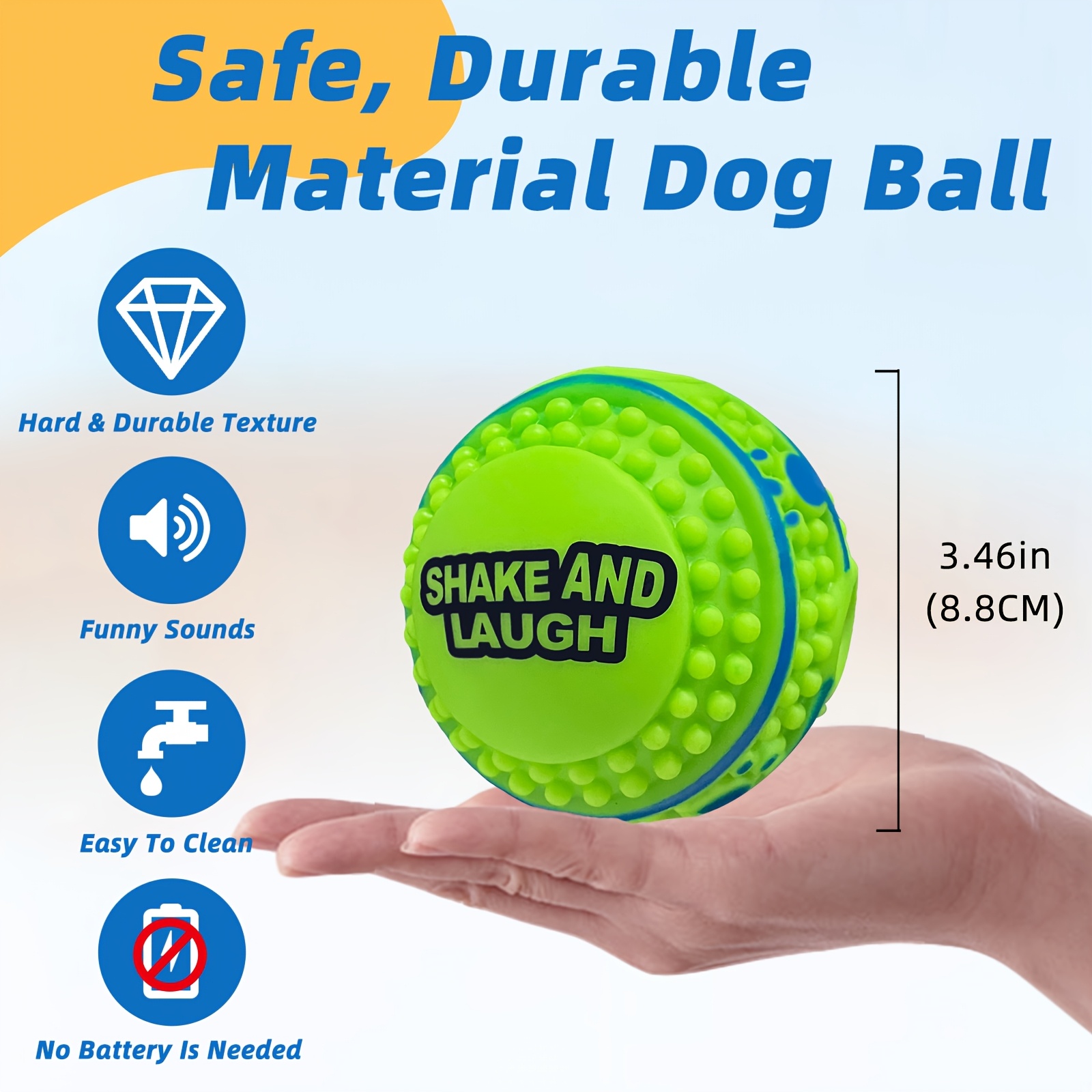 TEMU Shake And Laugh, Brand, Striped Ball, , Rolling And Shaking Sound, Dog-shaped Toy, Cat And Dog's , Biting, Teething And Cleaning Teeth,