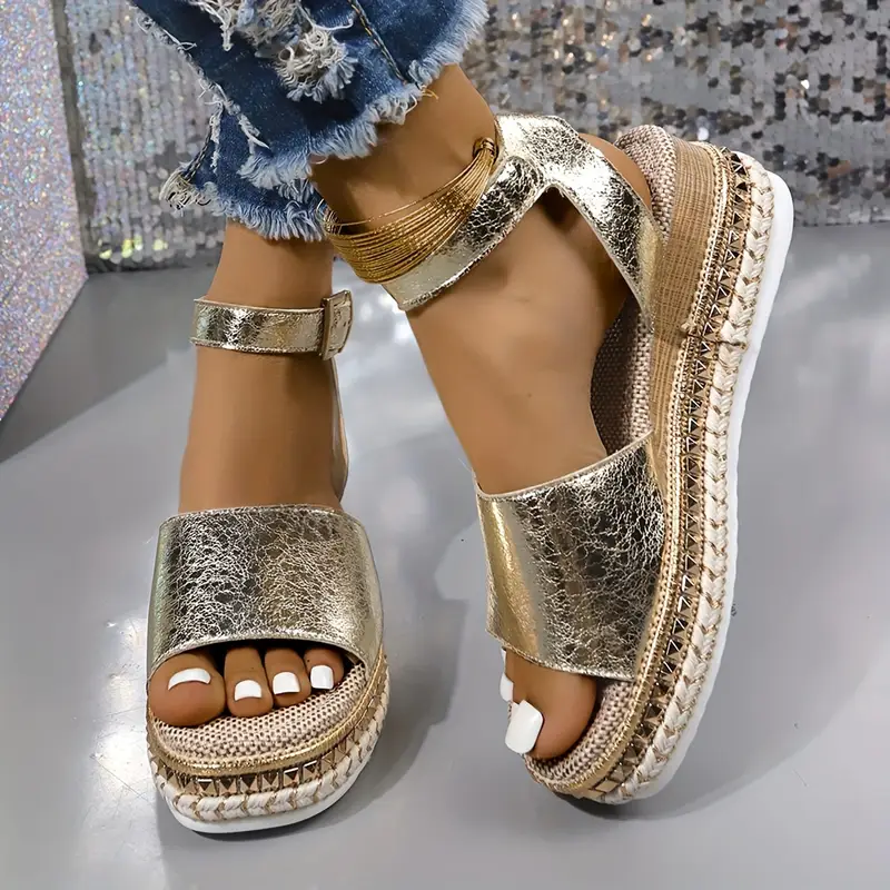 womens summer wedge sandals ankle buckle buckle fashionable comfortable soft sole comfort slingback vacation shoes details 2