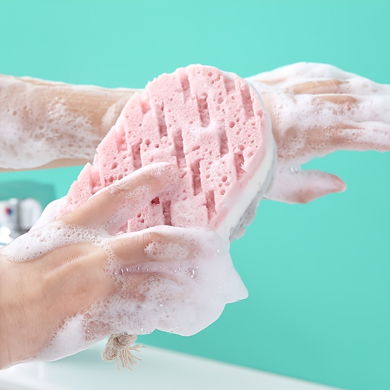 Three-Color Sponge Bath Brush with Hook for Household Use