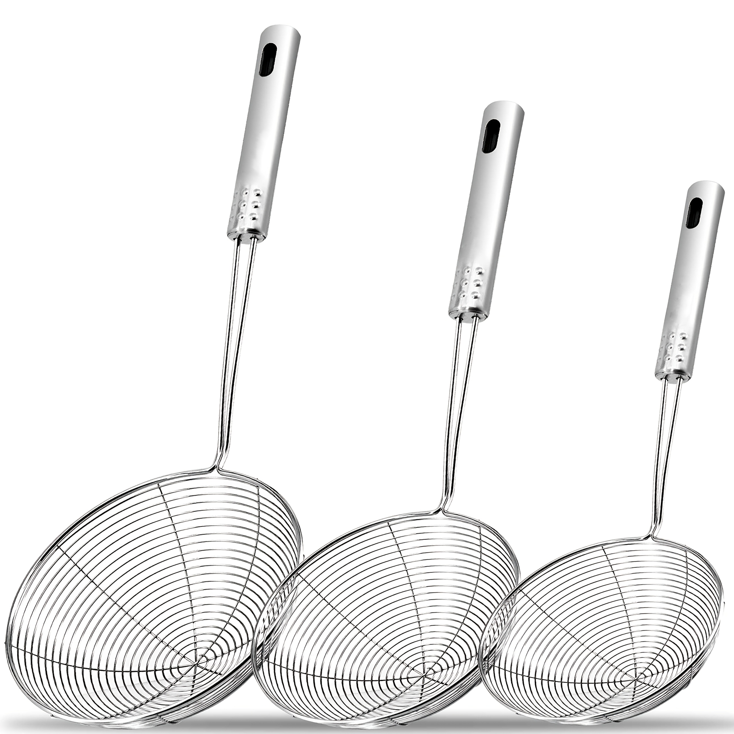 1 Cuchara Coladora de Acero Inoxidable con Diseño de Telaraña, Colador Profesional para Pasta con Mango Largo - Filtro para Freír - Cuchara Coladora Asiática para Cocinar y Freír, Restaurante, Hogar - Utensilio de Cocina