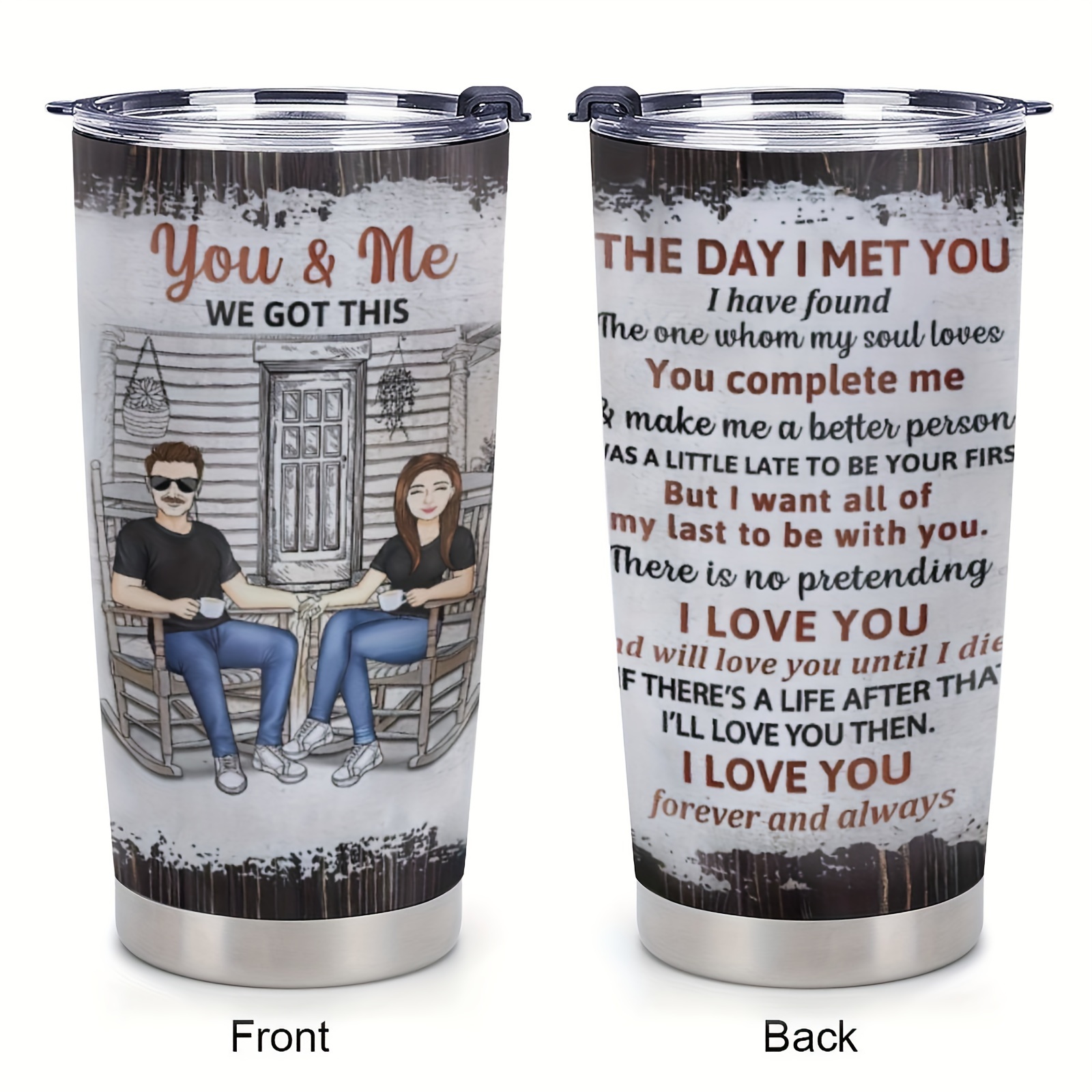 

1pc 20oz Valentine's Day True Love Gift, Gift For Husband, Wife, Love Forever Cup, Double Vacuum Sports Insulated Travel Coffee Cup With Lid