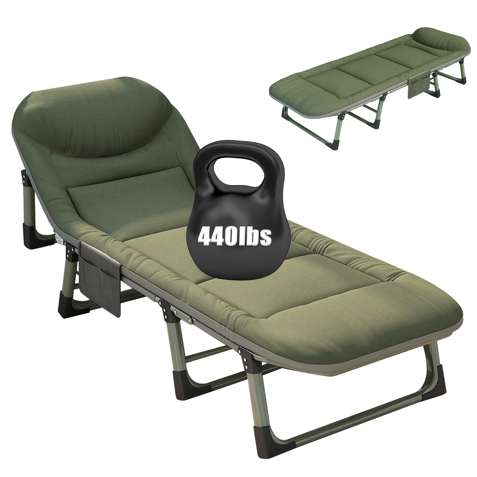 Portable Folding Bed, Folding Bed With Mattress Heavy-duty Folding Bed With Sturdy Frame Foldable Bed That Can Hold 330 Lbs, Portable Sleeping Cot For Camping, Beach, Patio