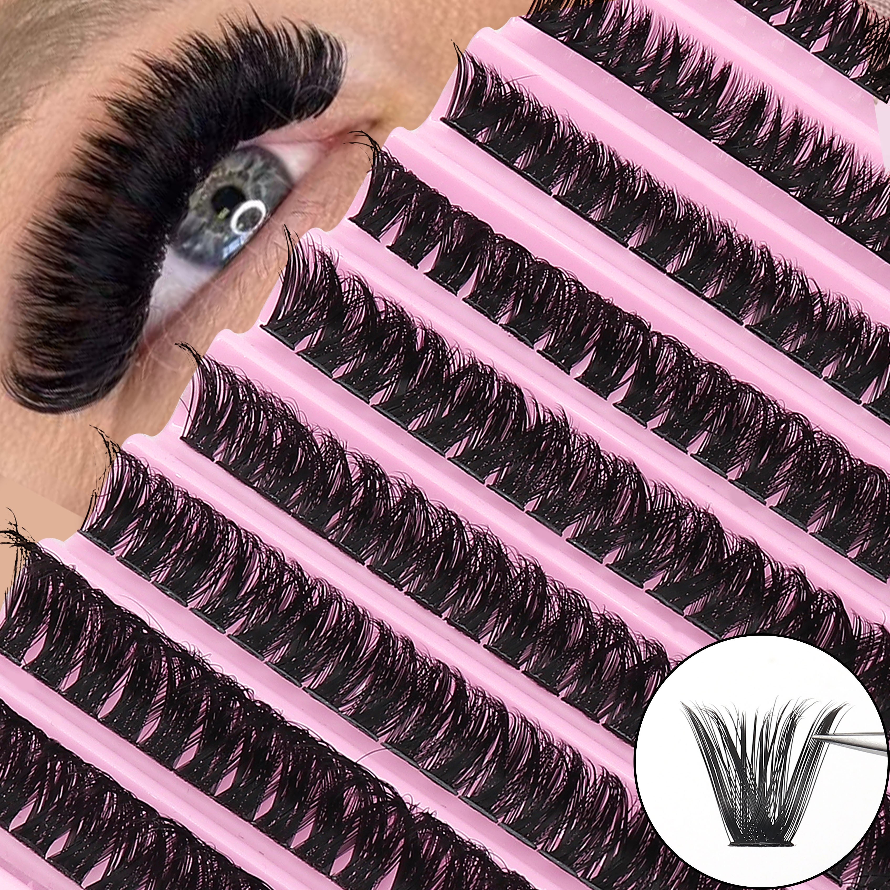 

200 Clusters Diy Eyelash Extensions Set, Fluffy Volume Fan Lashes, Soft Individual Lash Makeup, Home Salon Use