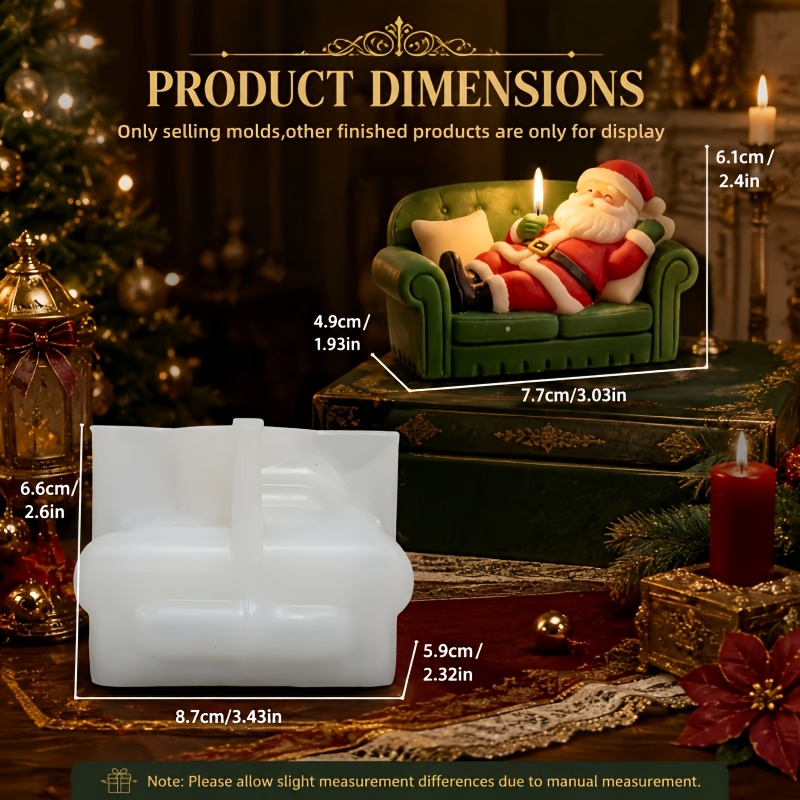 TEMU Silicone Mold Suitable For Candle Making & Resin Crafts - Santa Claus Lying Sofa Relief, Q-version Lazy Sofa Shape With Irregular Shape For Diy